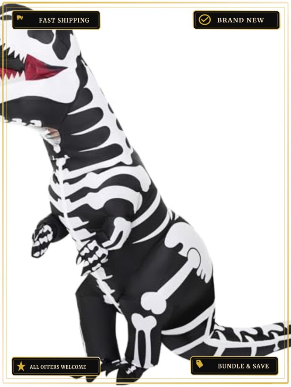 anroog Inflatable Dinosaur Skeleton Costume Adult Halloween T-Rex Blow Up
